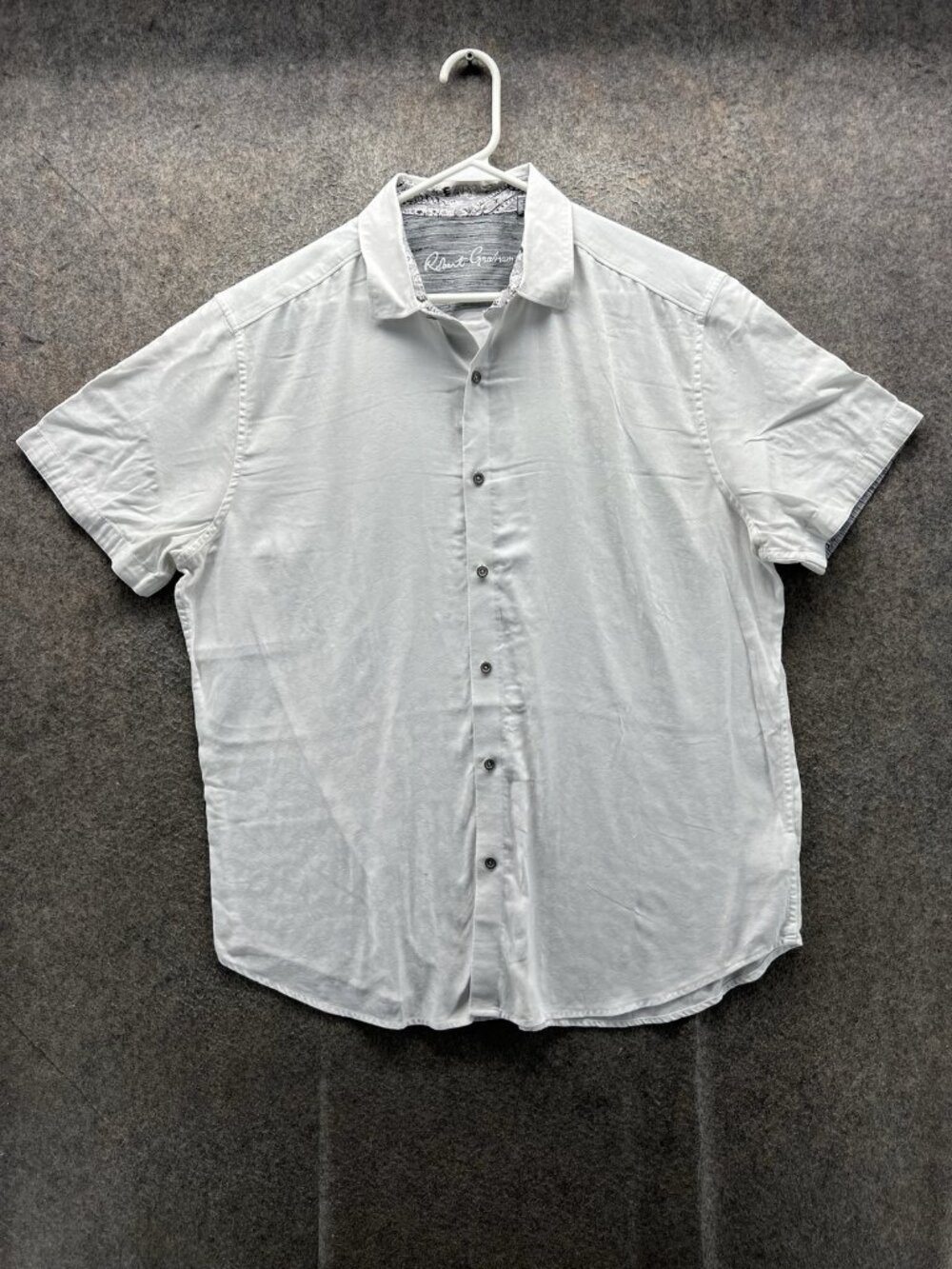 Robert Graham Shirt Men XL White Floral Short Sleeve Button Up Classic Fit